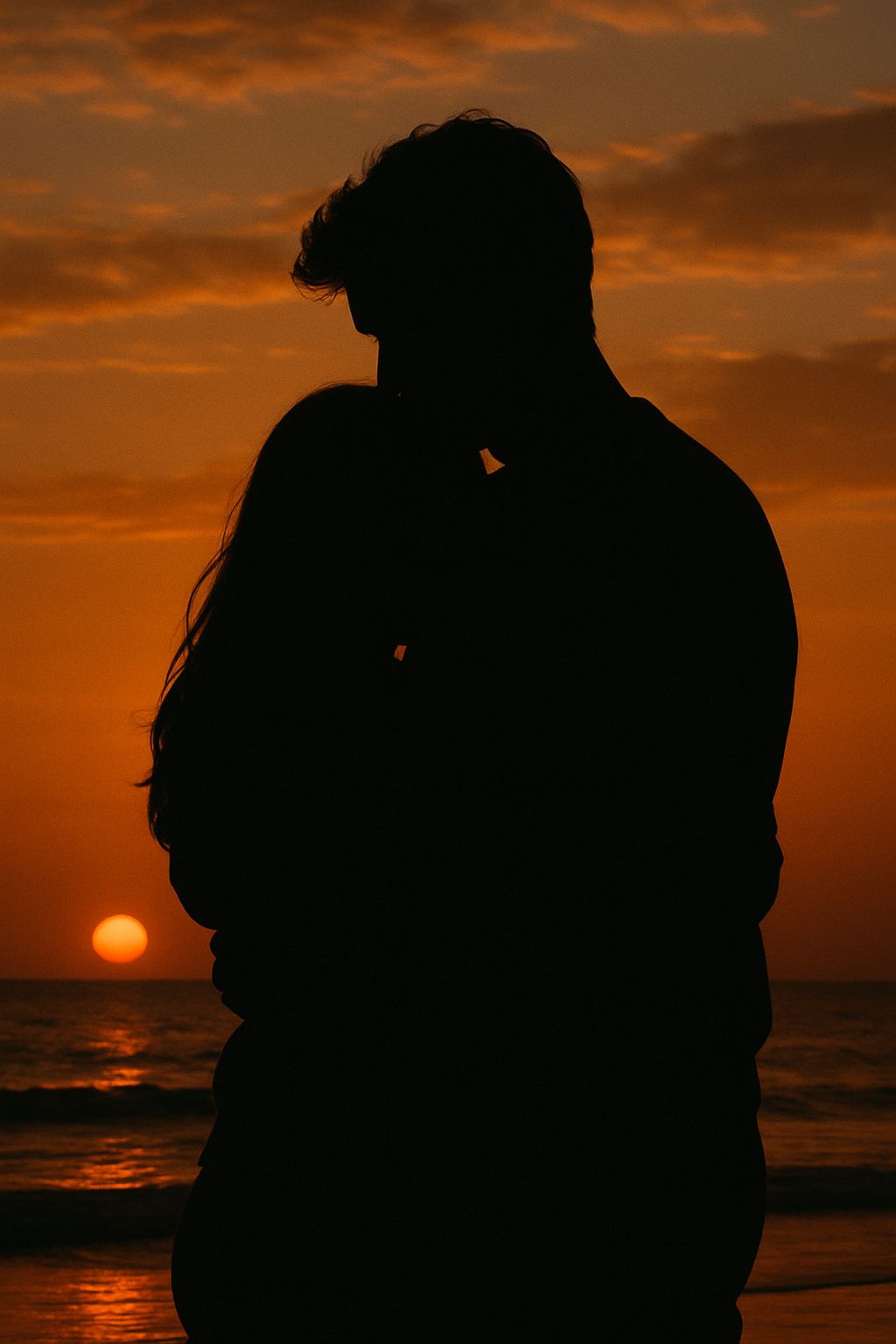 Couple silhouette on the beach