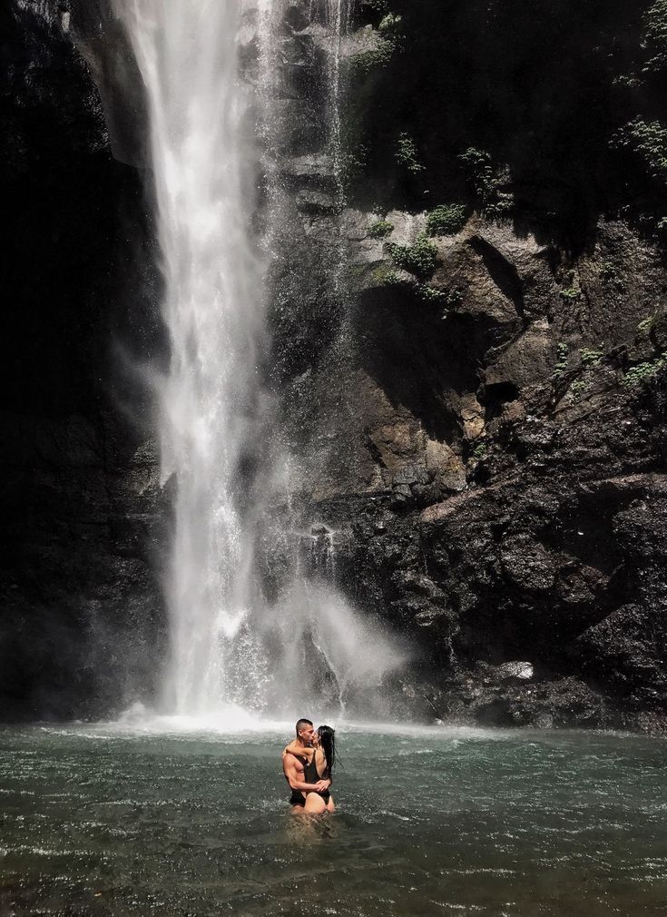 Couple at a waterfall in the Philippines